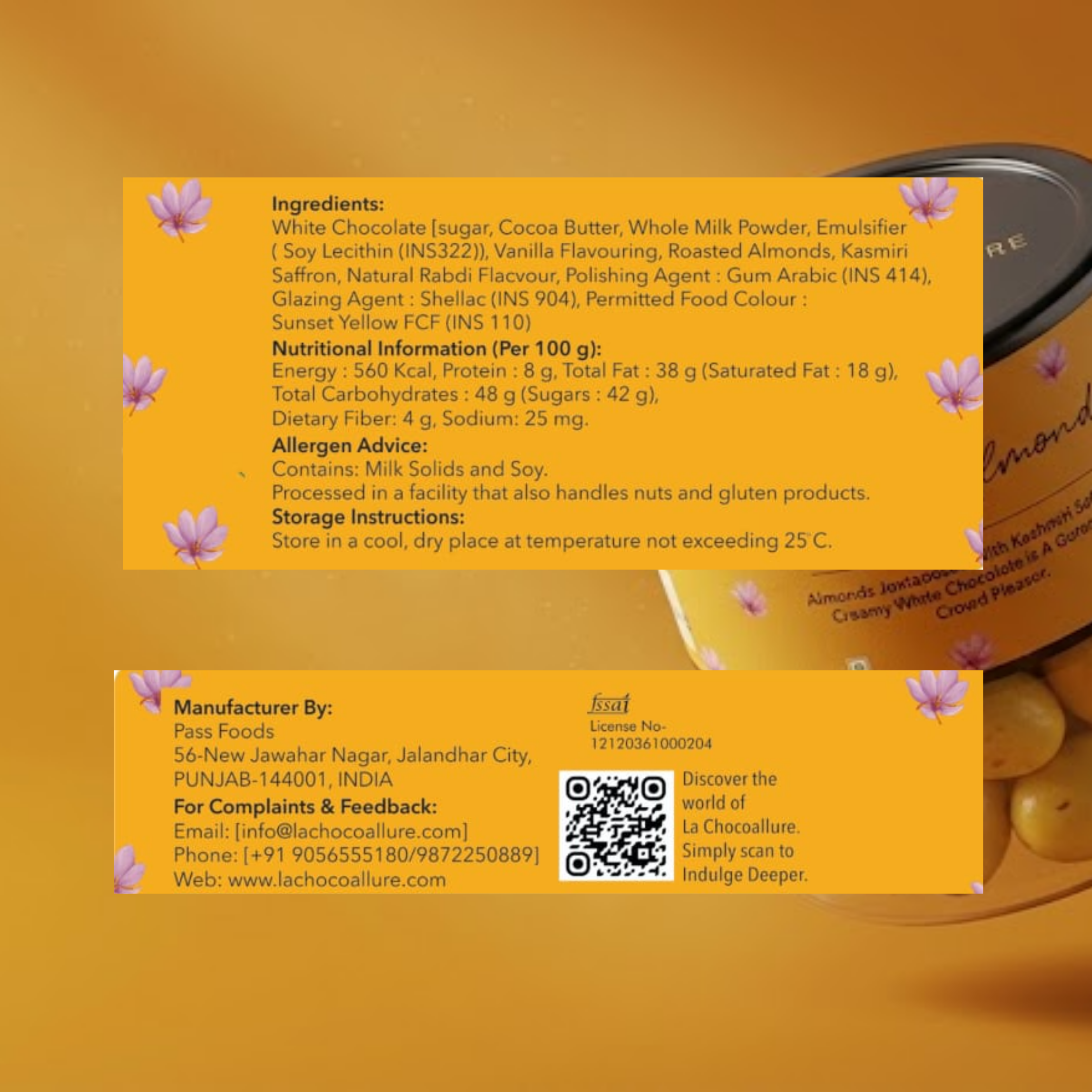 Saffron Almonds | White Chocolate Kesar Almonds | 120g Value Pack