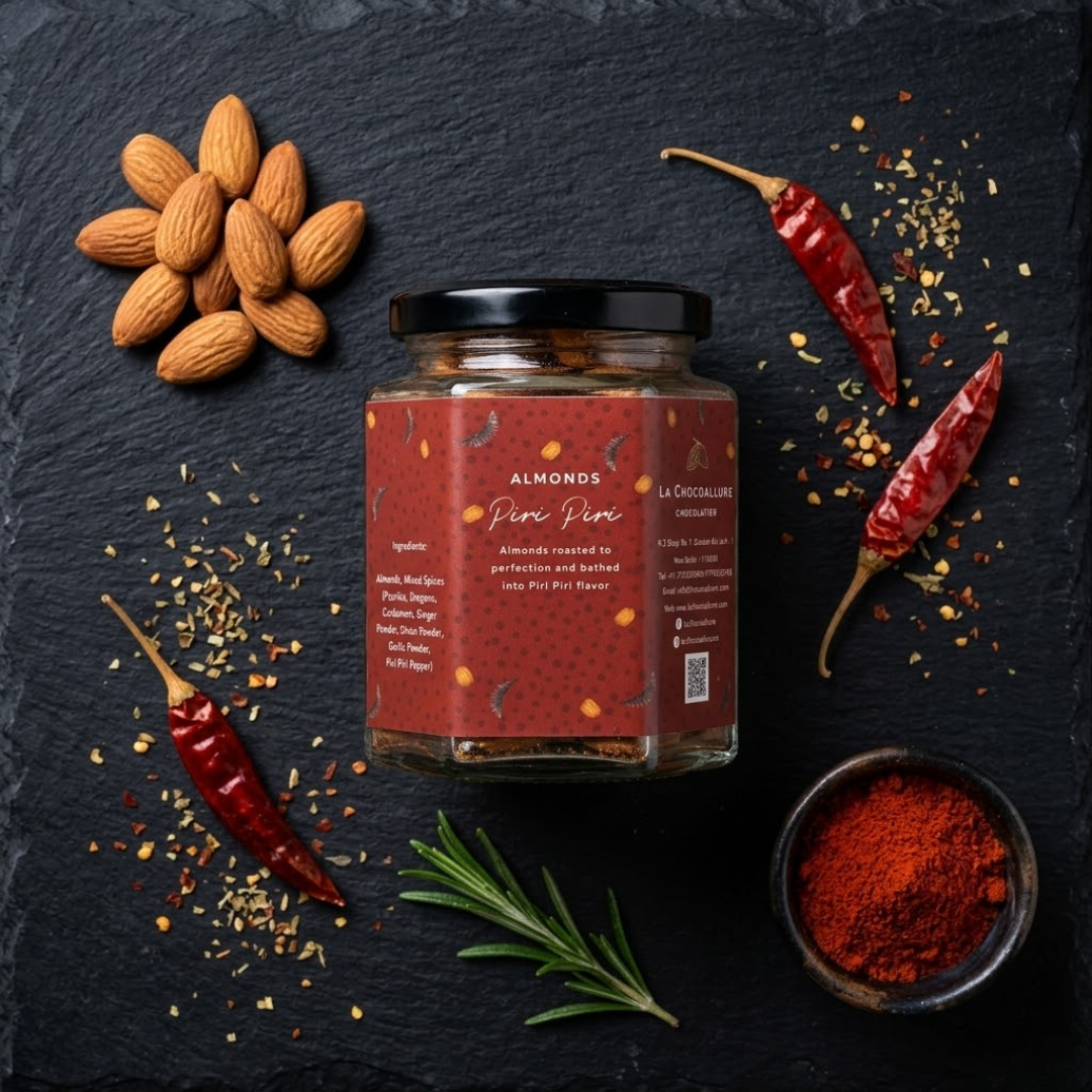 Piri Piri ( Peri Peri) Almonds - Crunchy Snack Infused with Exotic Spice Blend