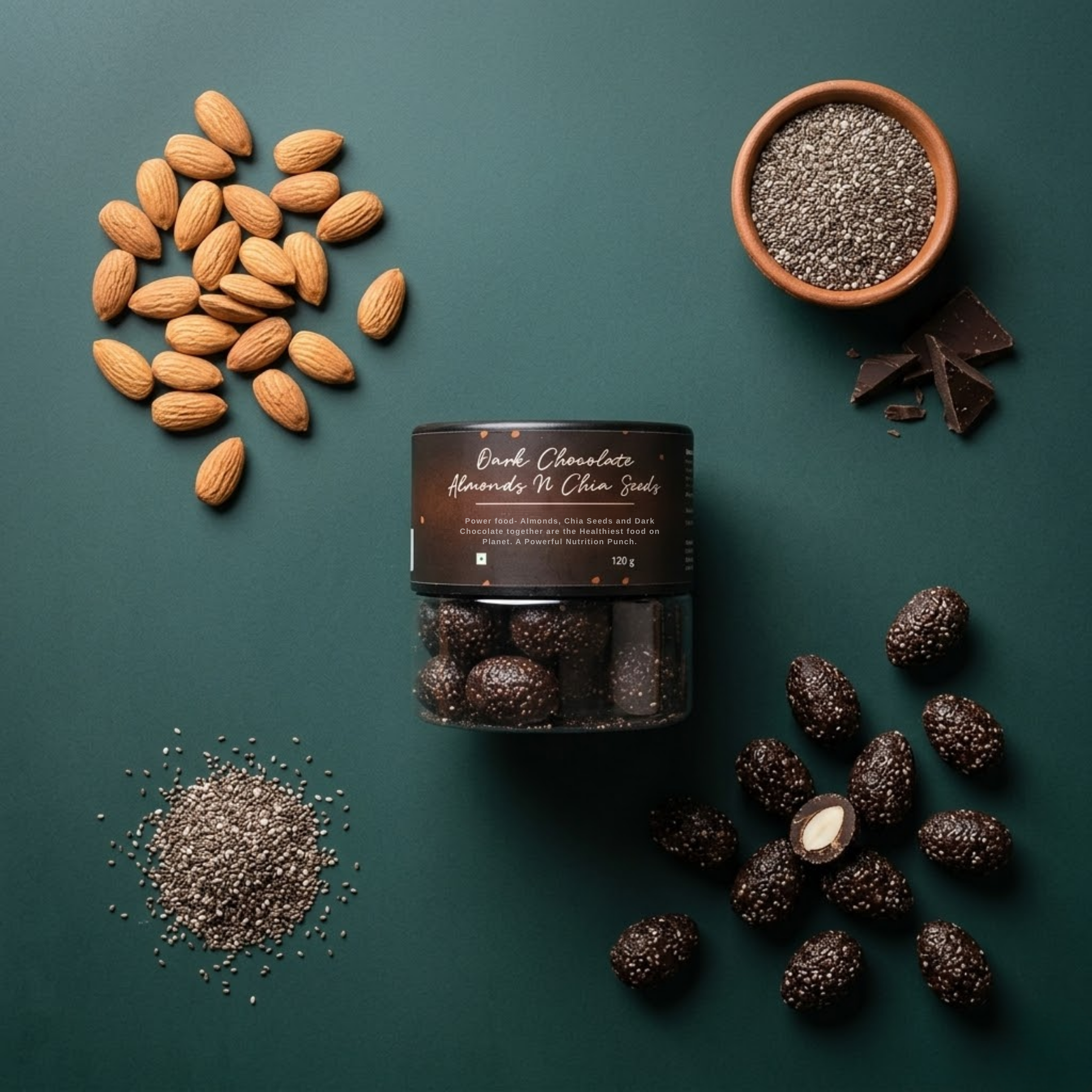 La Chocoallure Dark Chocolate Chia Seed Almonds – The Ultimate Guilt-Free Superfood 120 g