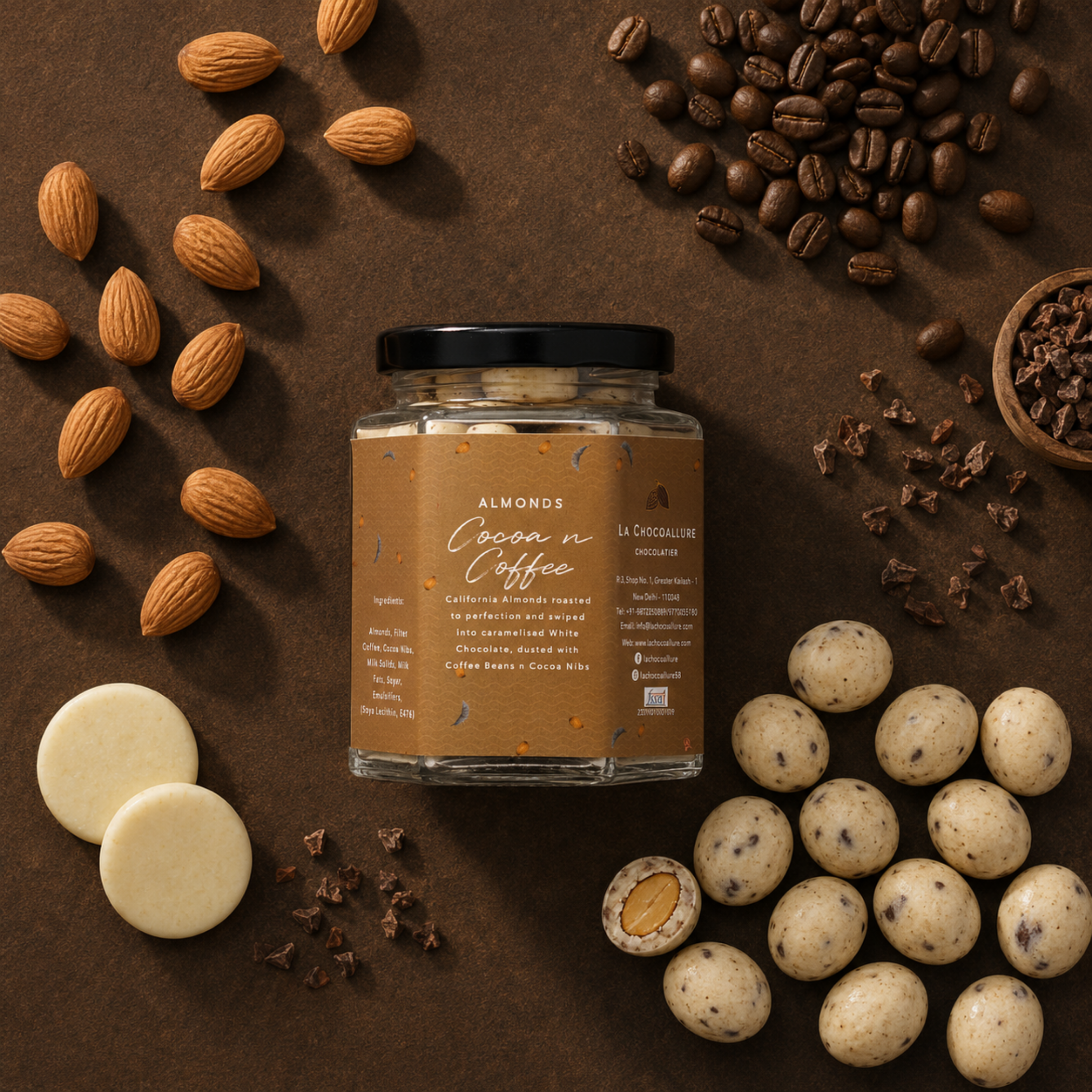 Cocoa & Coffee Almond Dragees | White Chocolate Coffee Almond Gift