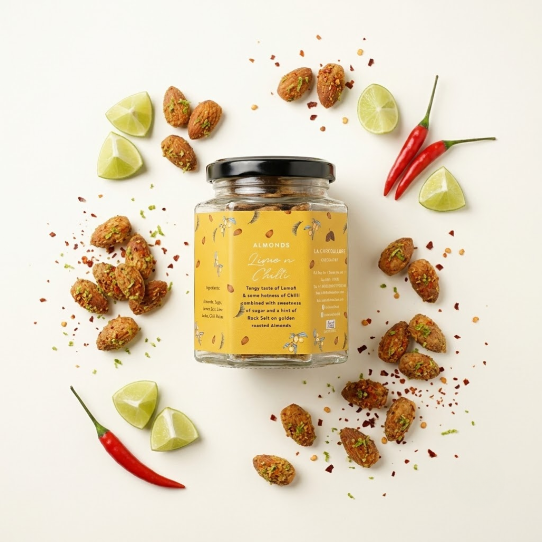 La Chocoallure Lime n Chili Almonds - A Zesty Delight for Your Taste Buds!