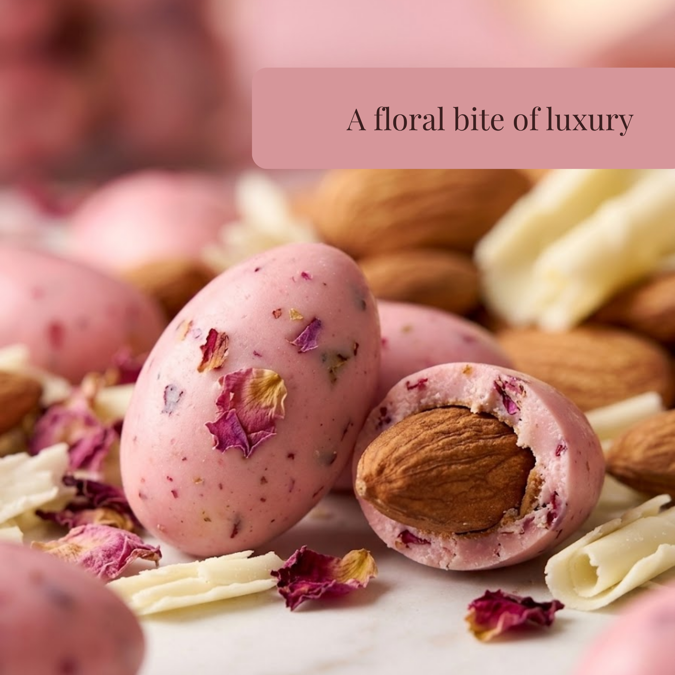 Rose Almond Dragees | White Chocolate & Organic Rose Petal | 120g