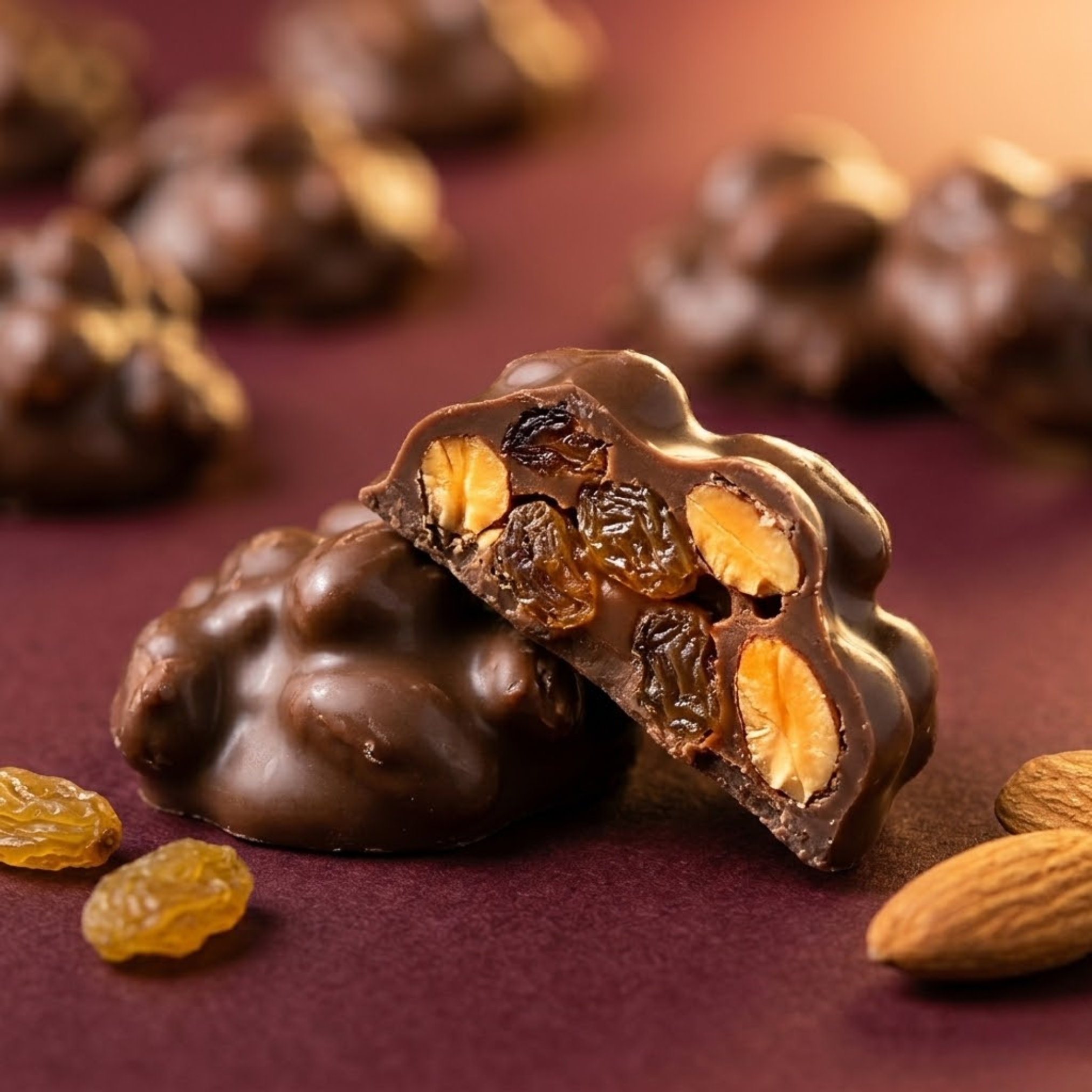 Nut & Raisin Clusters | Fruit and Nut Chocolate Rocks