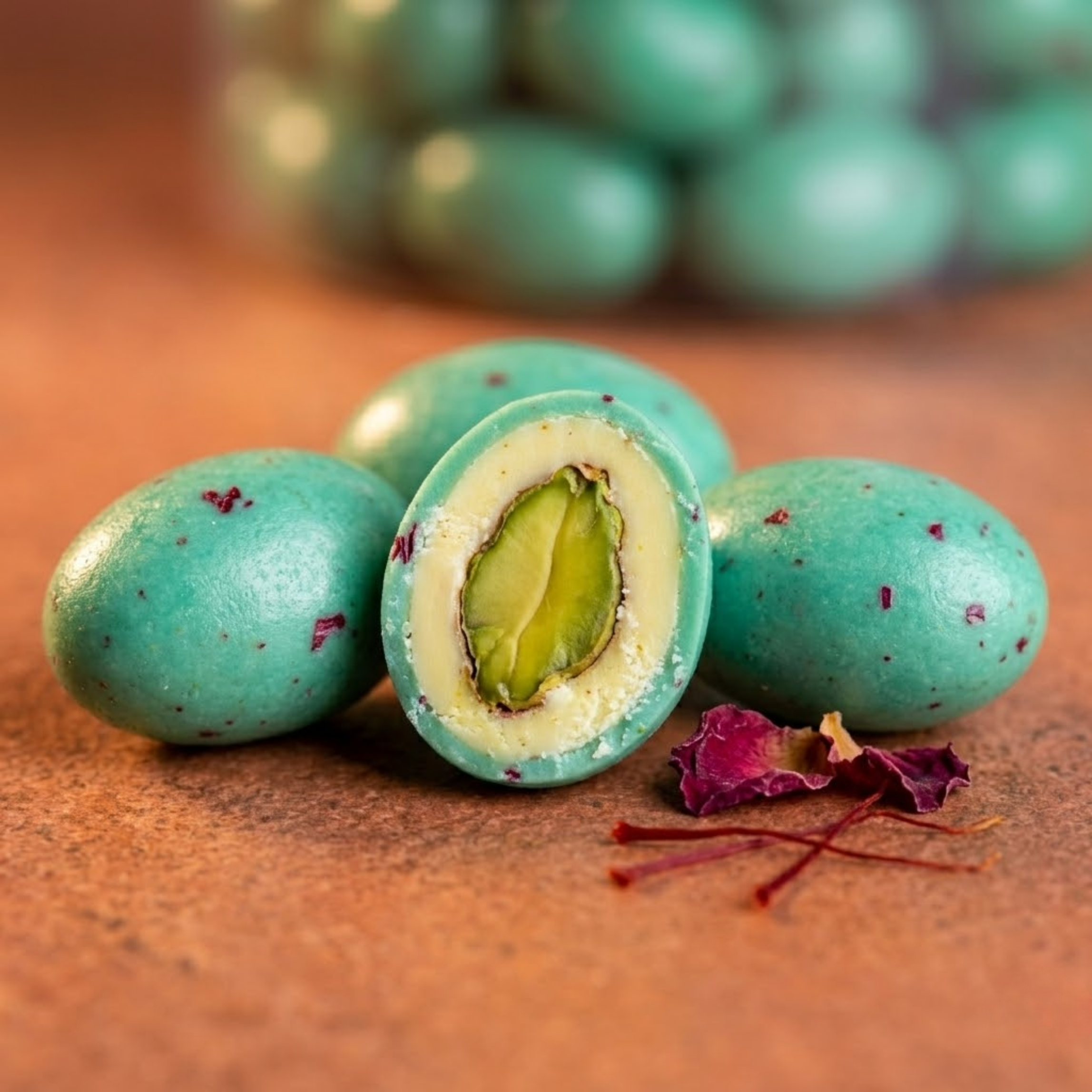 Pistachio Rose n Saffron Dragees 120g
