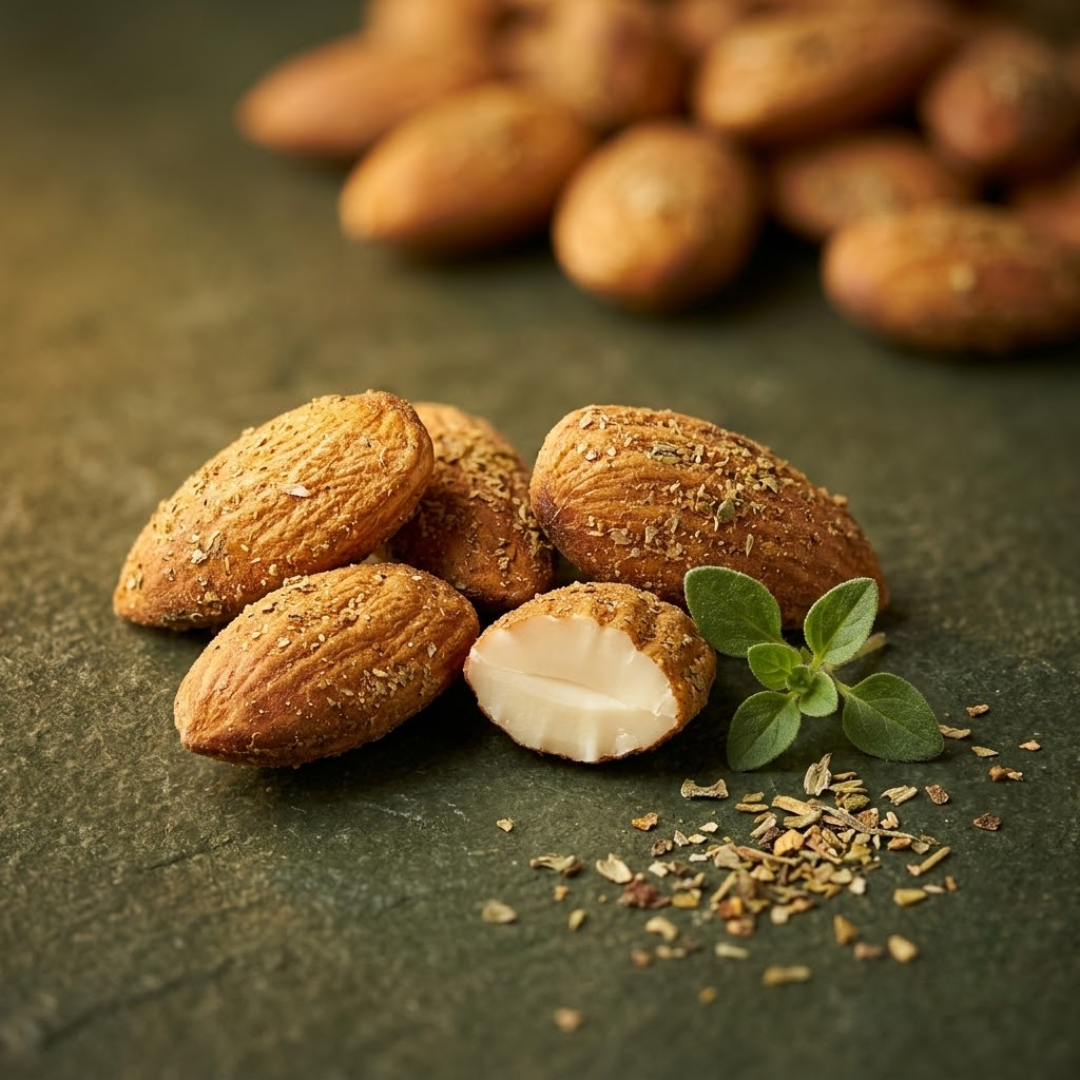 La Chocoallure Oregano Almonds: Crunchy Gourmet Delight (100 gms)