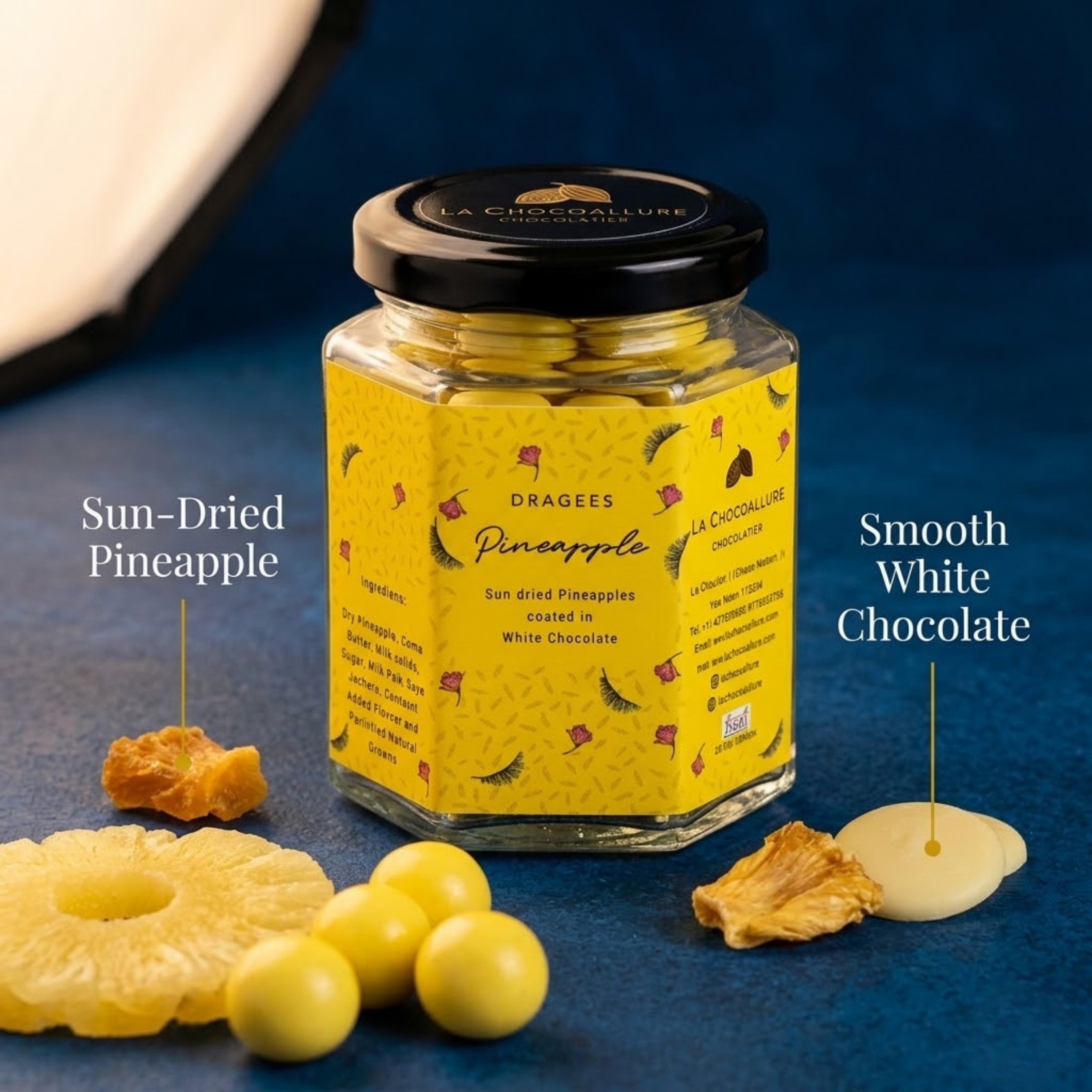 Pineapple White Chocolate Dragees | Tropical Chocolate Gift 100g