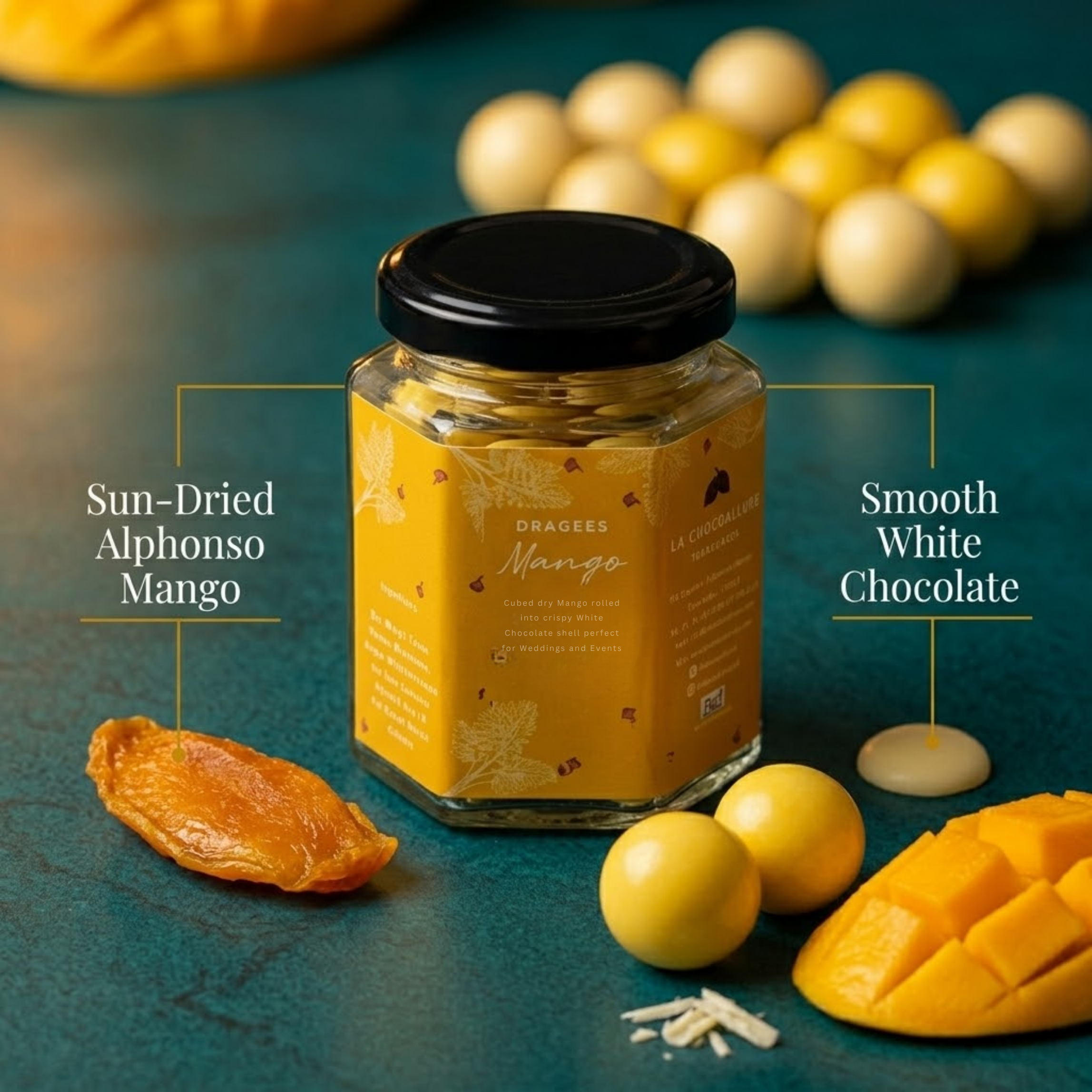 Mango White Chocolate Dragees | Alphonso Mango Chocolate Gift 100g