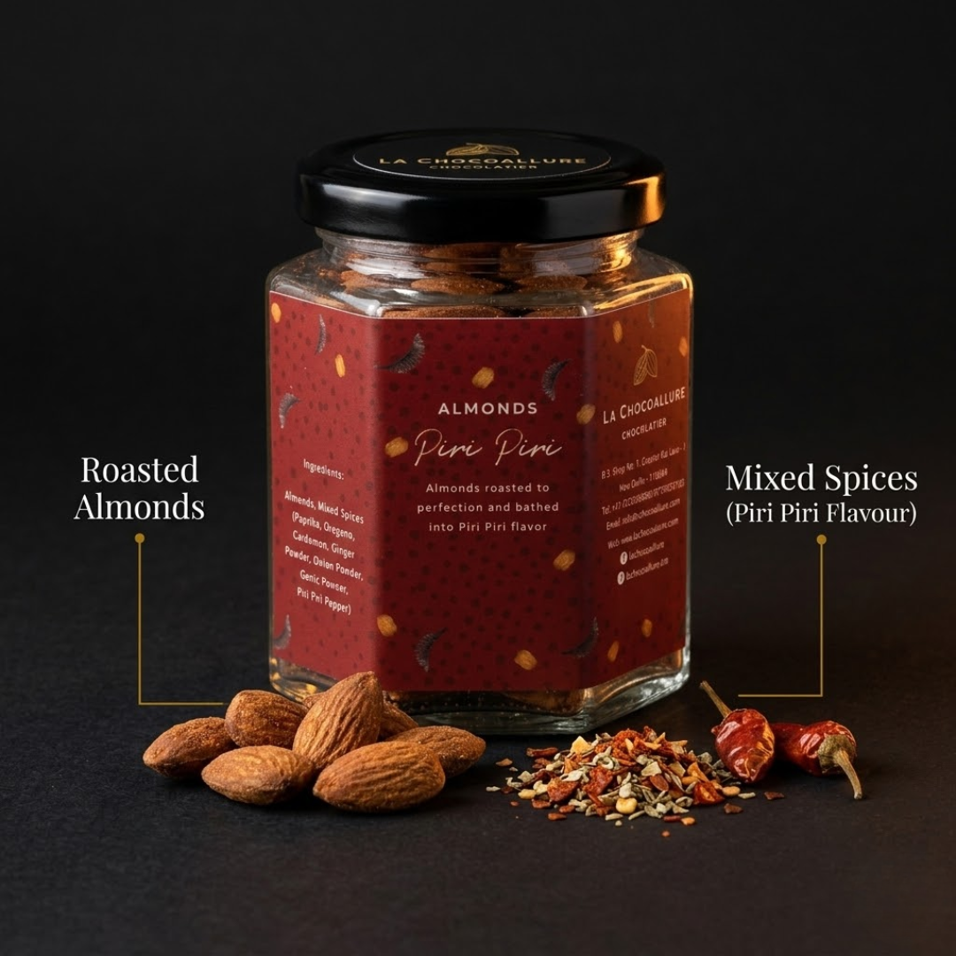 Piri Piri ( Peri Peri) Almonds - Crunchy Snack Infused with Exotic Spice Blend