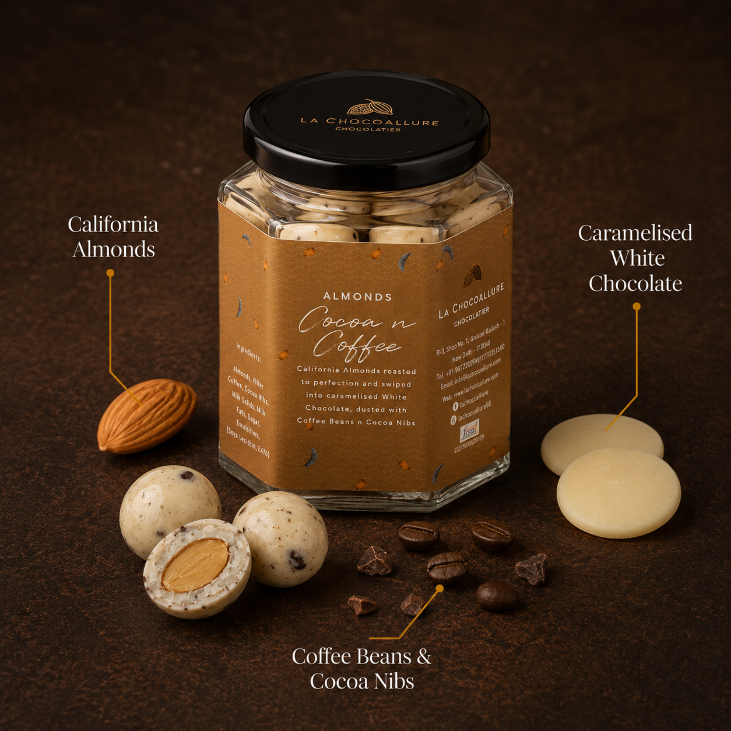 Cocoa & Coffee Almond Dragees | White Chocolate Coffee Almond Gift