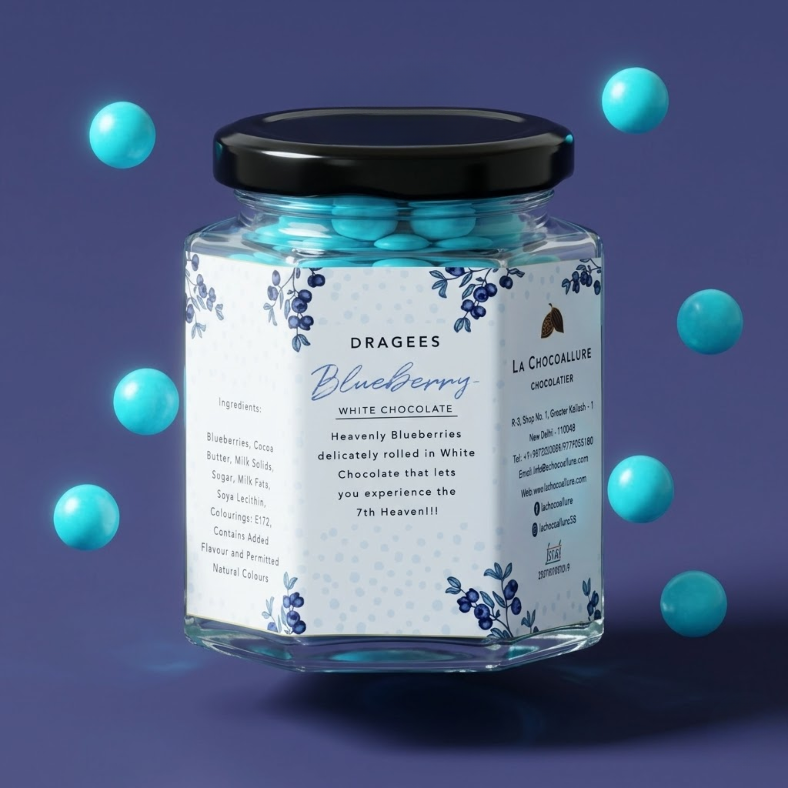 Blueberry White Chocolate Dragees | Premium Berry Chocolate Gift