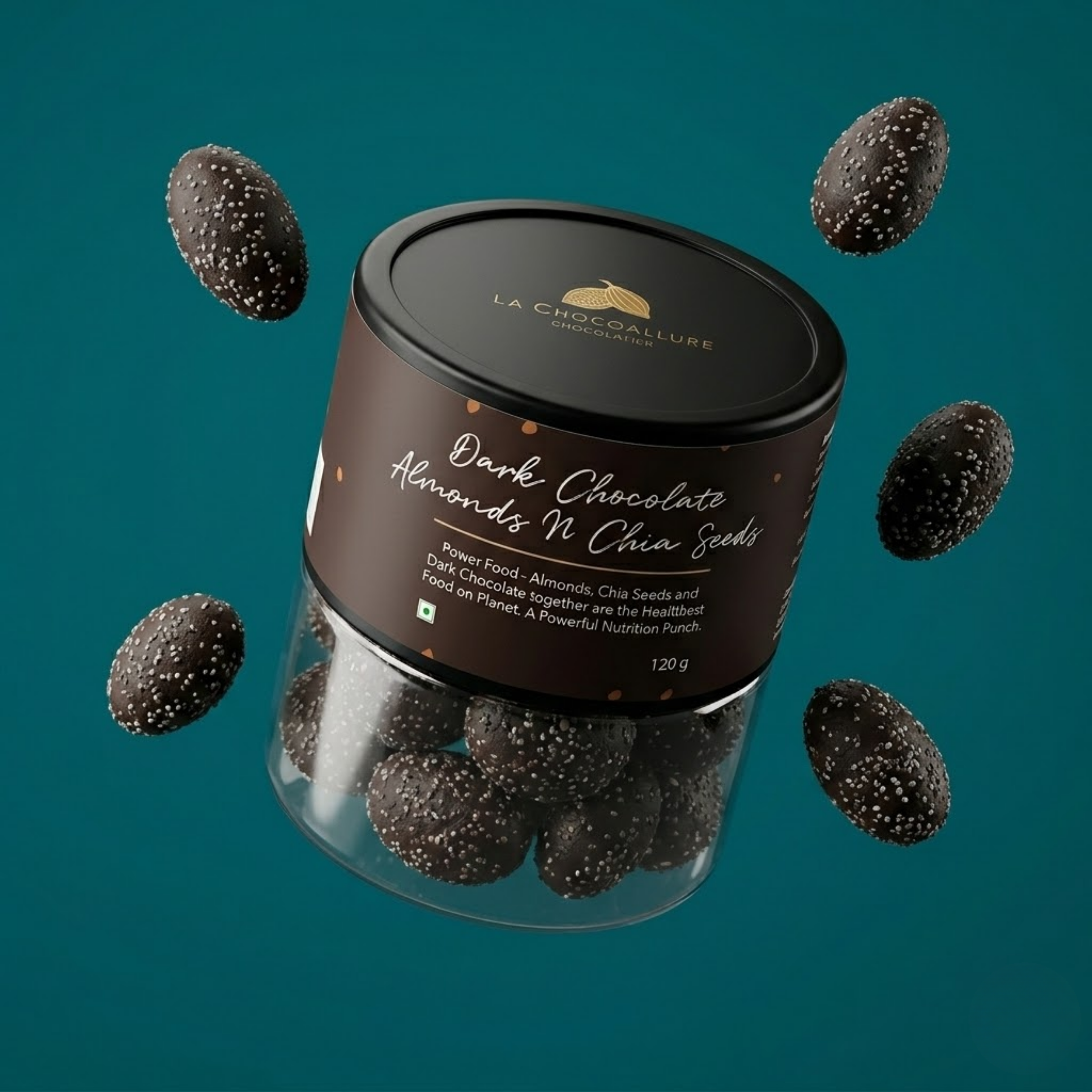 La Chocoallure Dark Chocolate Chia Seed Almonds – The Ultimate Guilt-Free Superfood 120 g