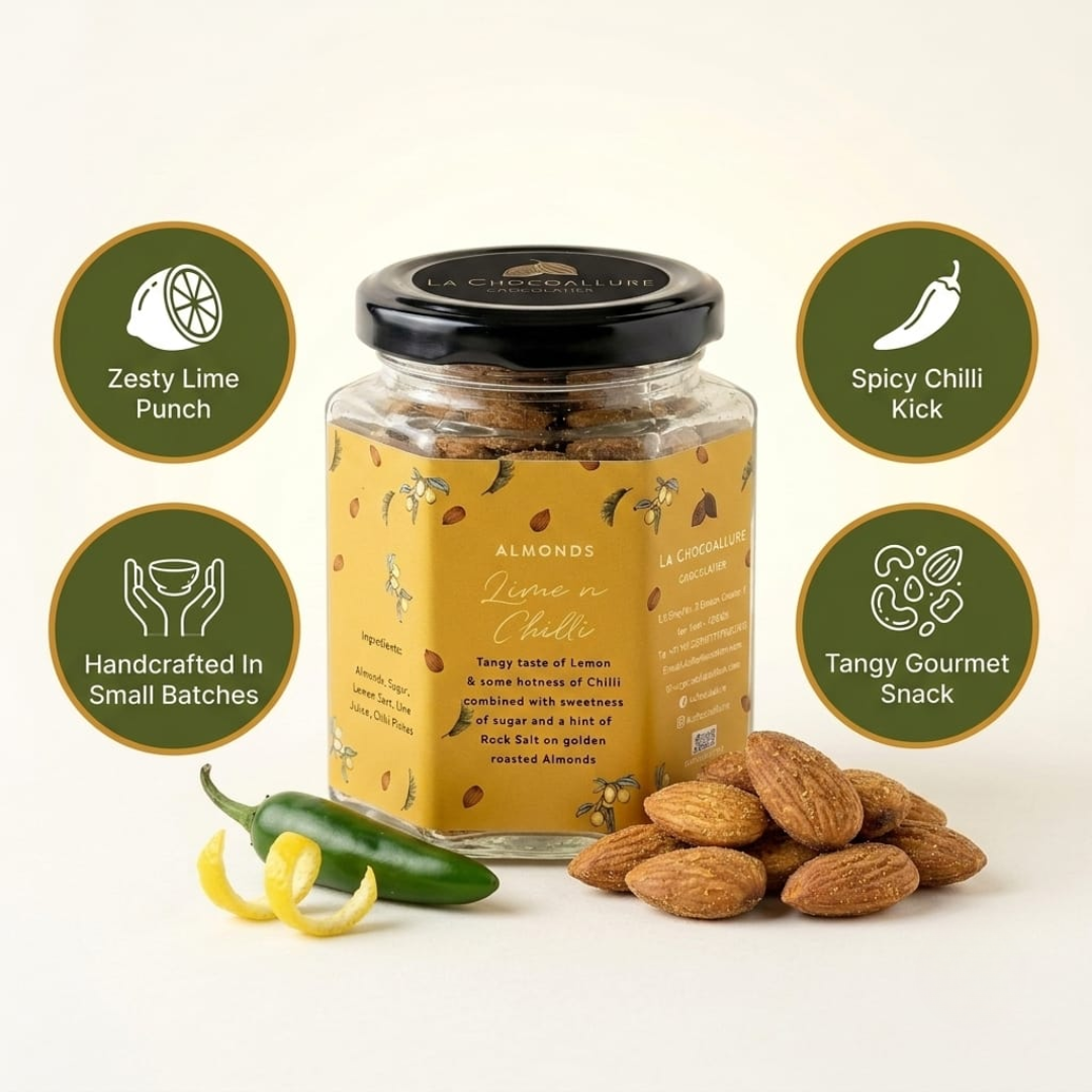 La Chocoallure Lime n Chili Almonds - A Zesty Delight for Your Taste Buds!