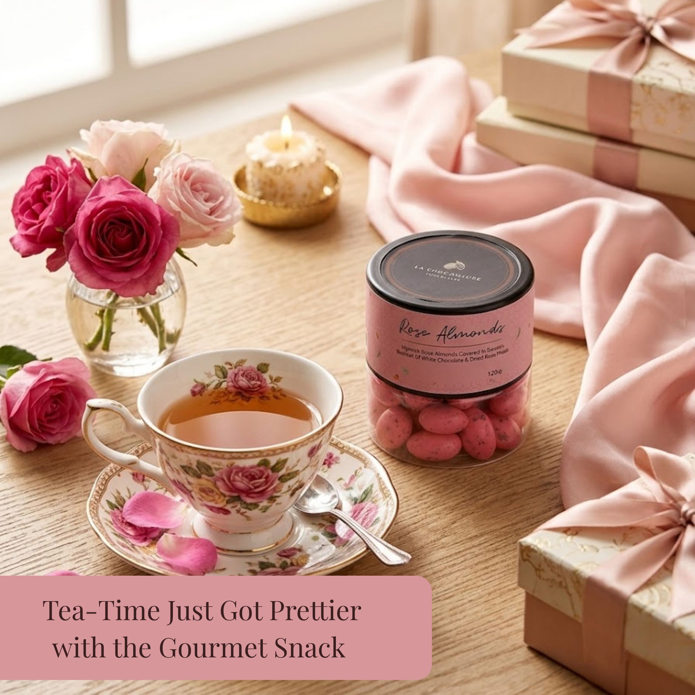Rose Almond Dragees | White Chocolate & Organic Rose Petal | 120g