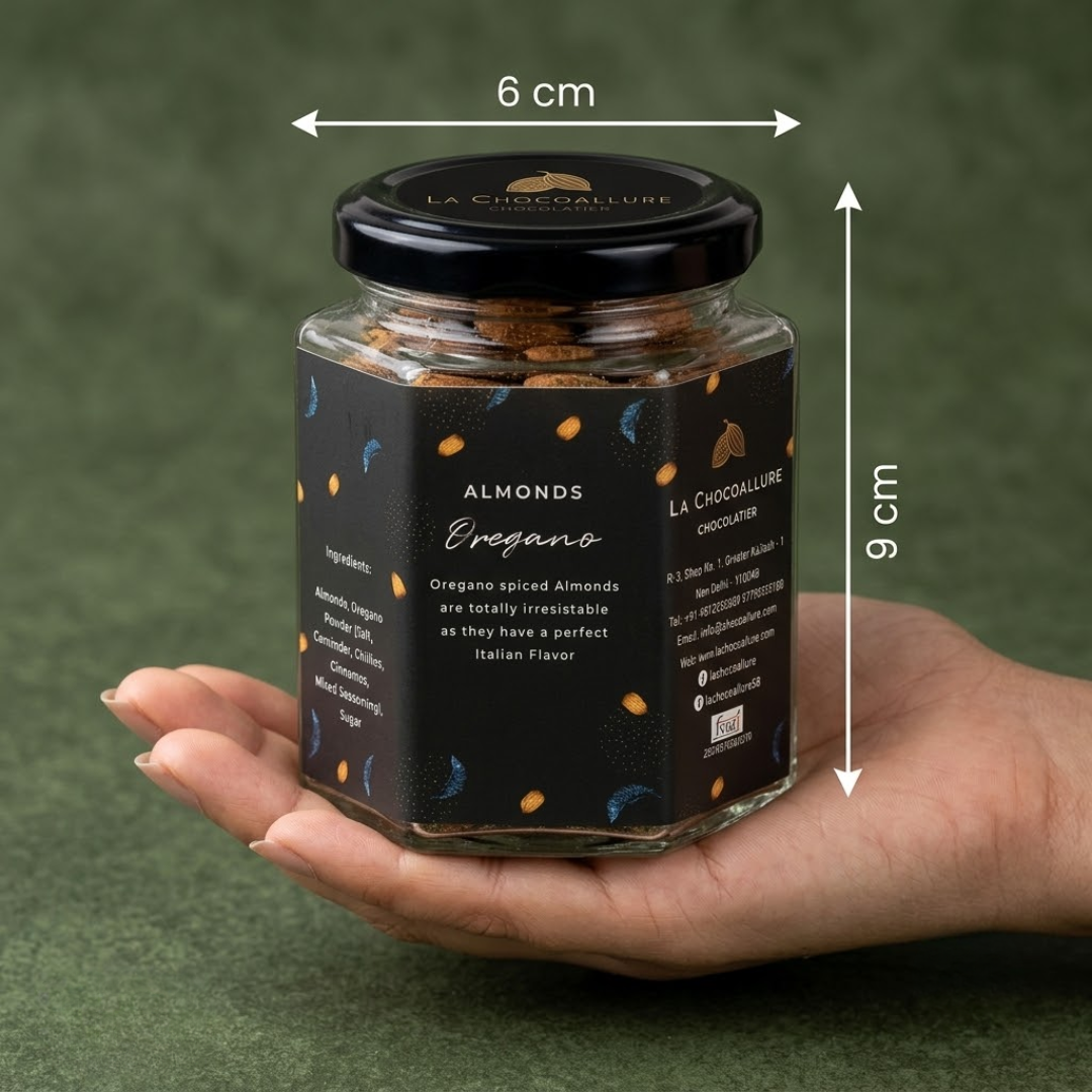 La Chocoallure Oregano Almonds: Crunchy Gourmet Delight (100 gms)
