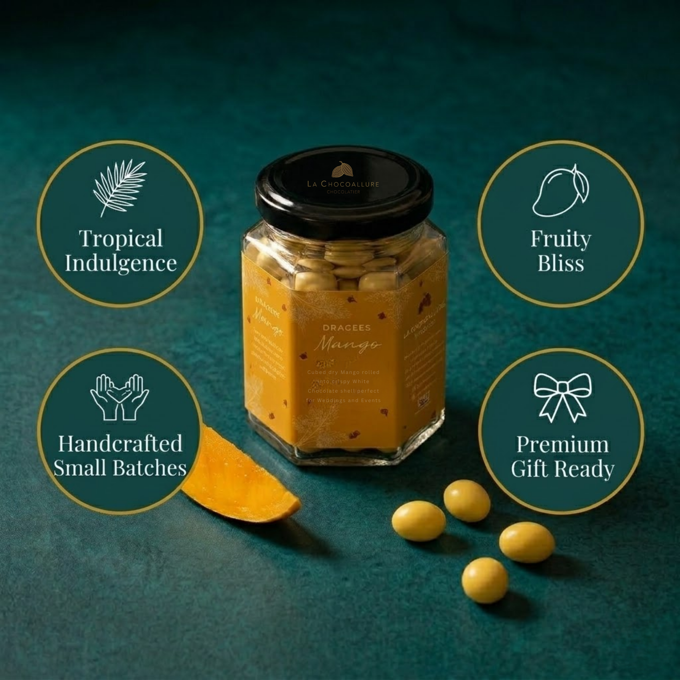 Mango White Chocolate Dragees | Alphonso Mango Chocolate Gift 100g