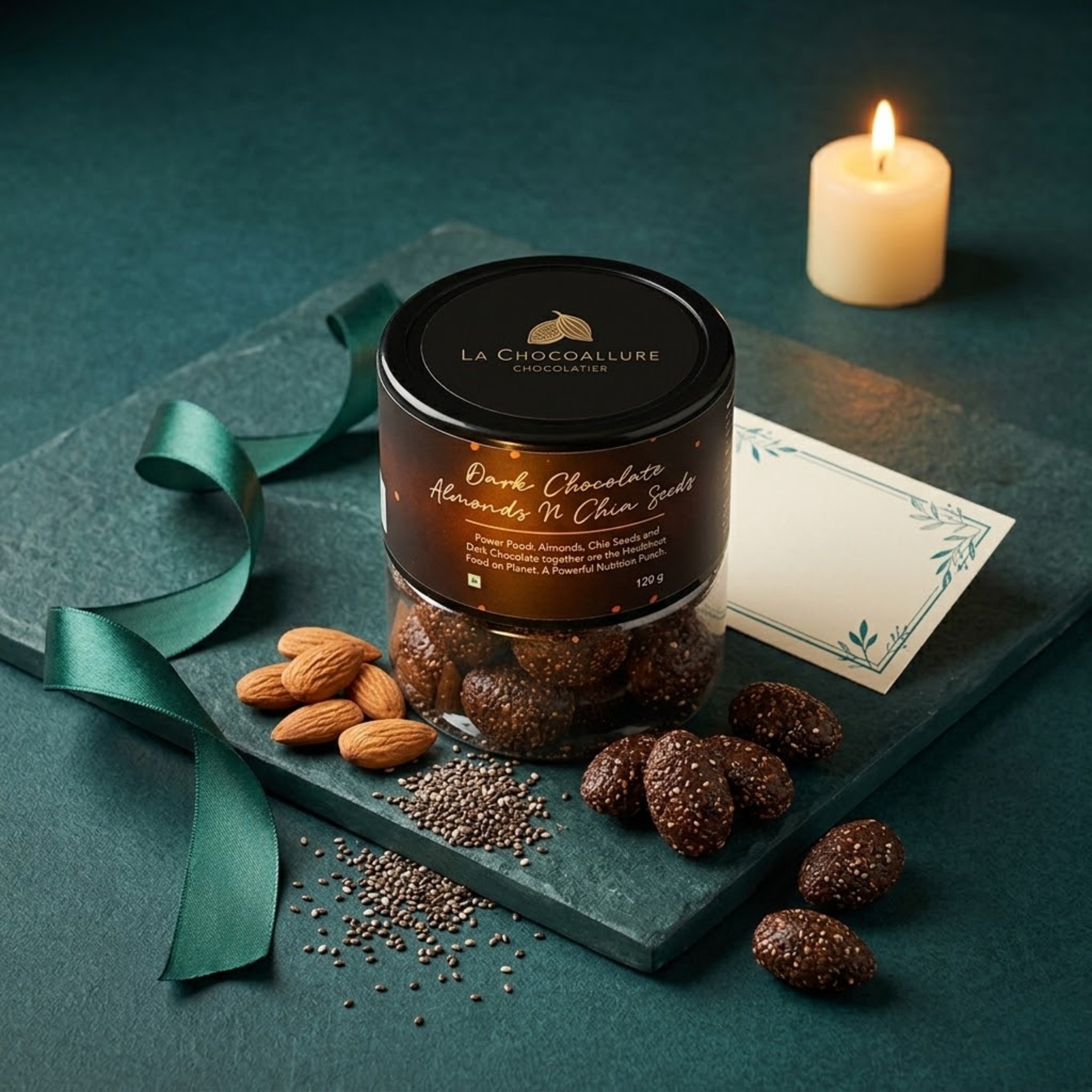 La Chocoallure Dark Chocolate Chia Seed Almonds – The Ultimate Guilt-Free Superfood 120 g
