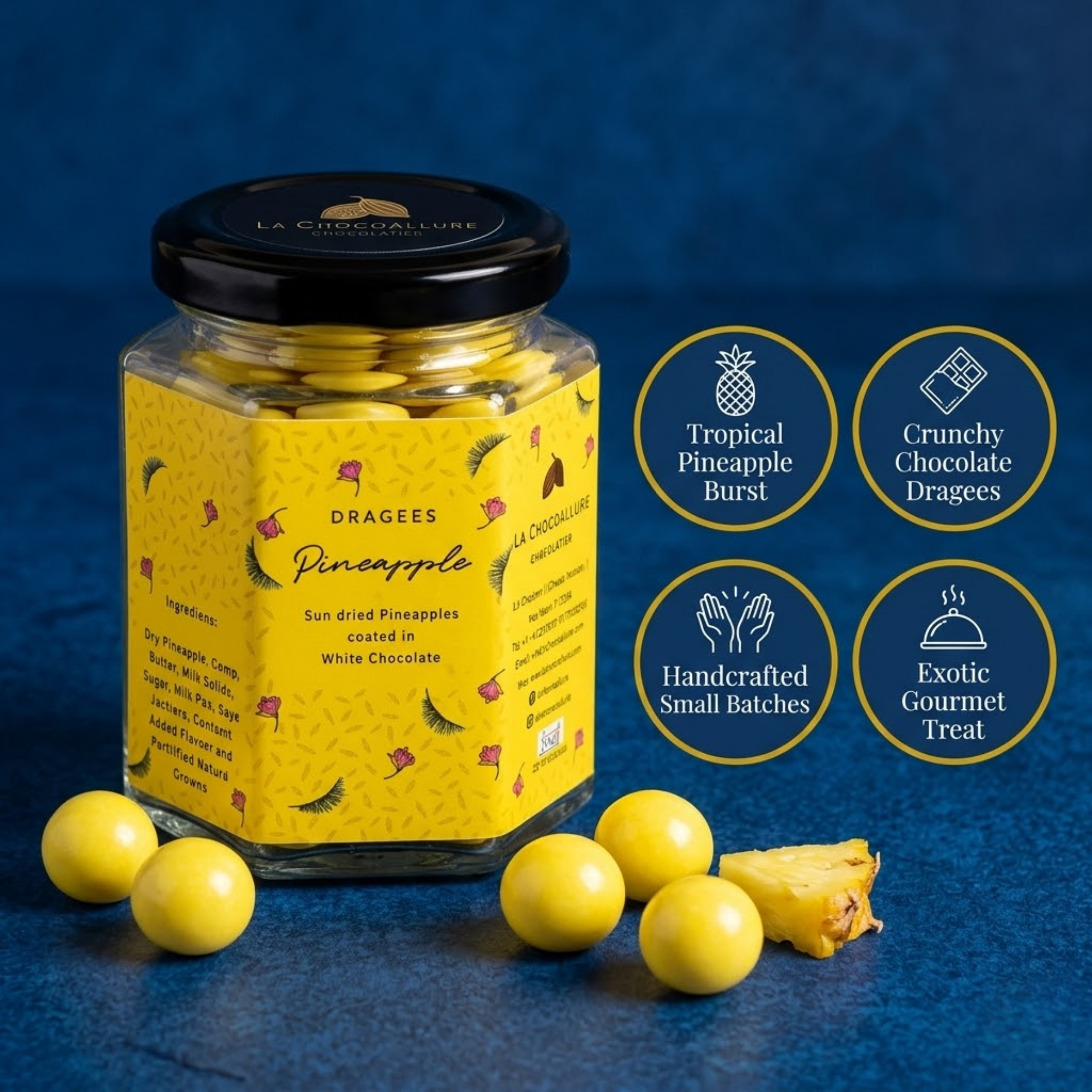 Pineapple White Chocolate Dragees | Tropical Chocolate Gift 100g