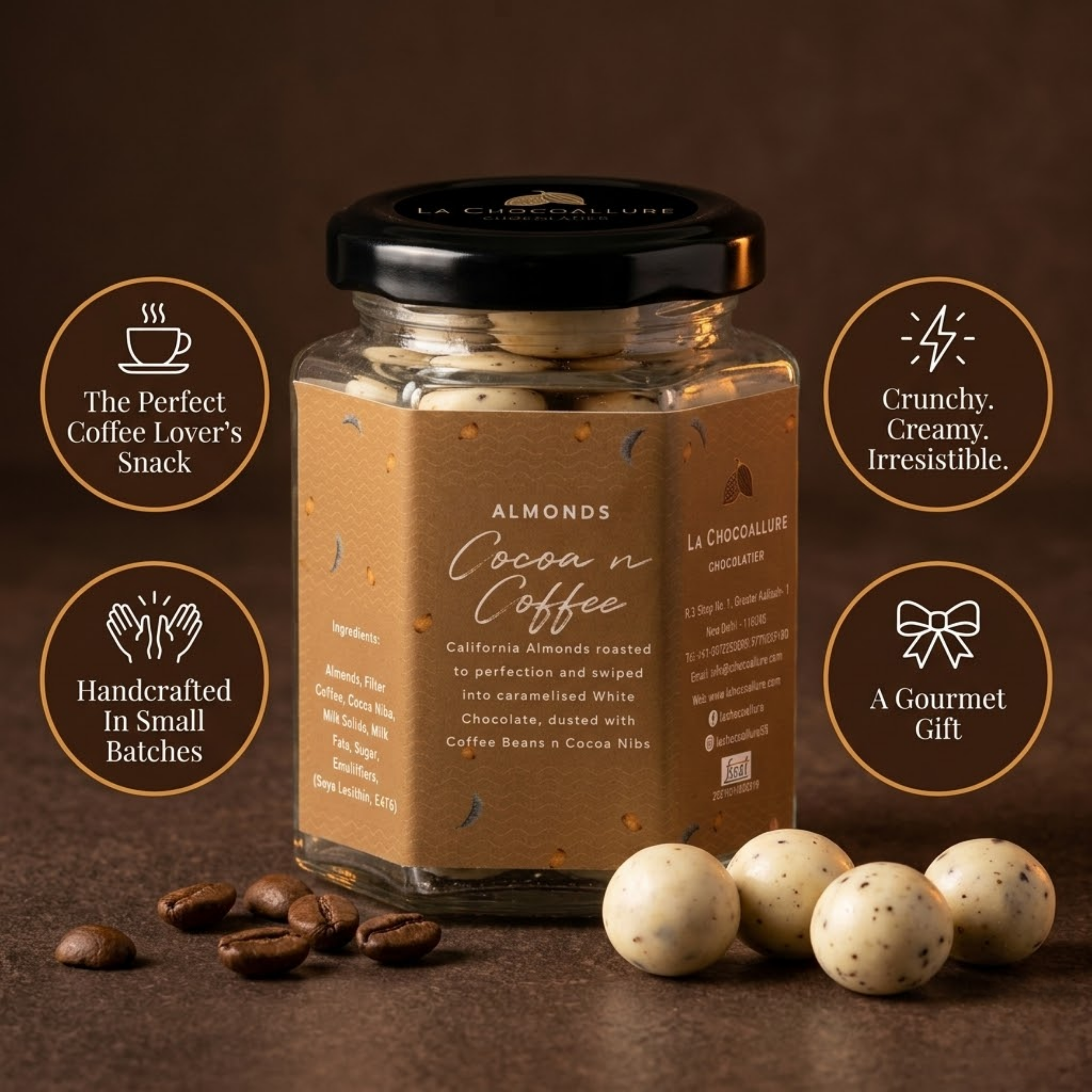 Cocoa & Coffee Almond Dragees | White Chocolate Coffee Almond Gift