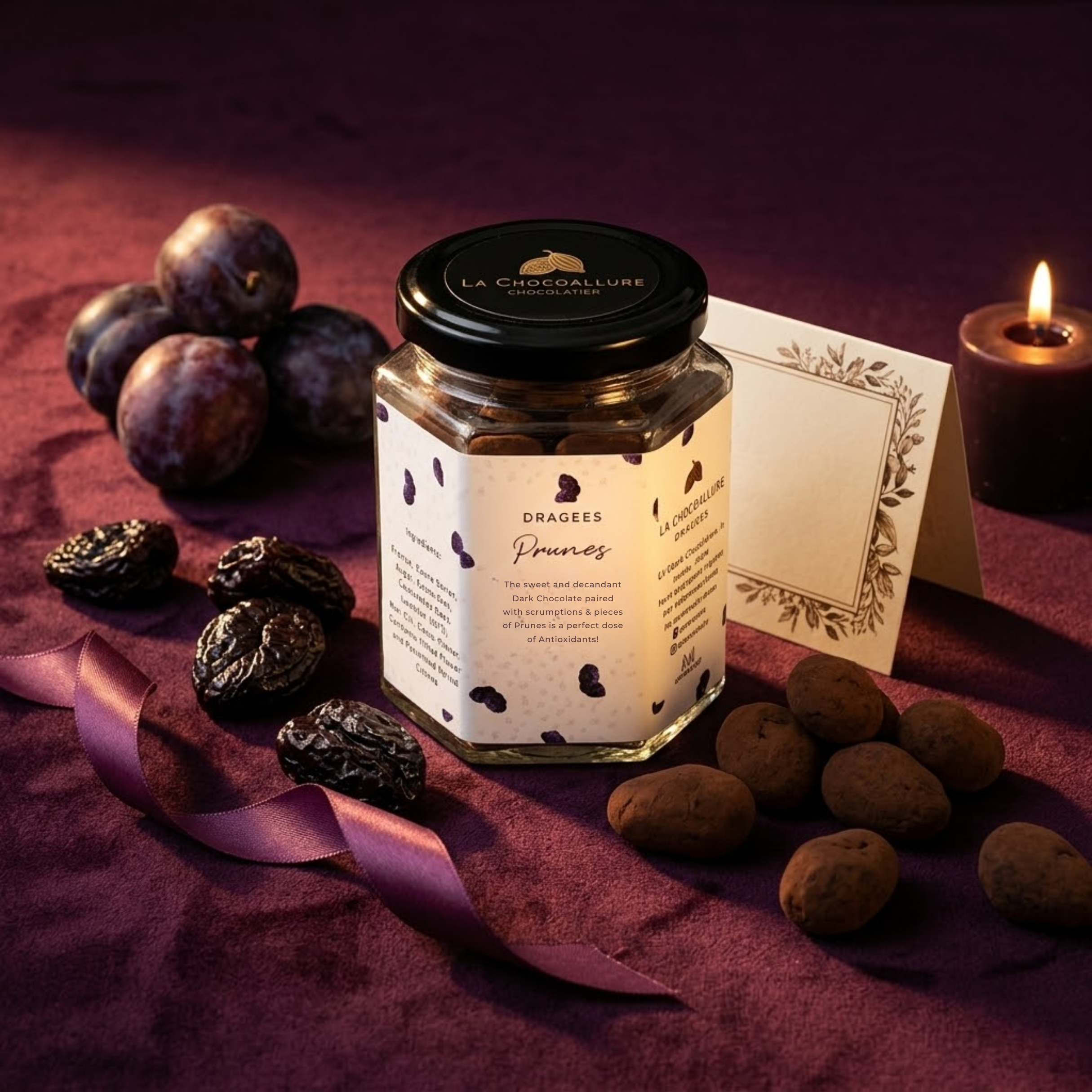 Prunes Dark Chocolate Dragees | Dried Plum Dark Couverture Gift