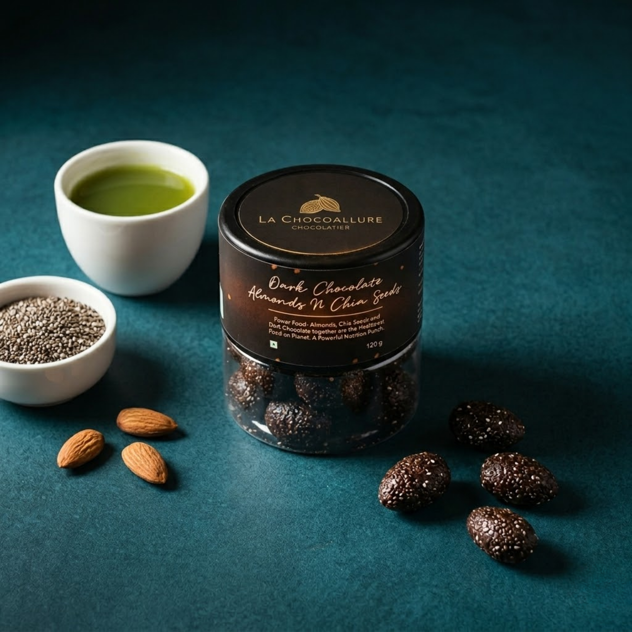 La Chocoallure Dark Chocolate Chia Seed Almonds – The Ultimate Guilt-Free Superfood 120 g