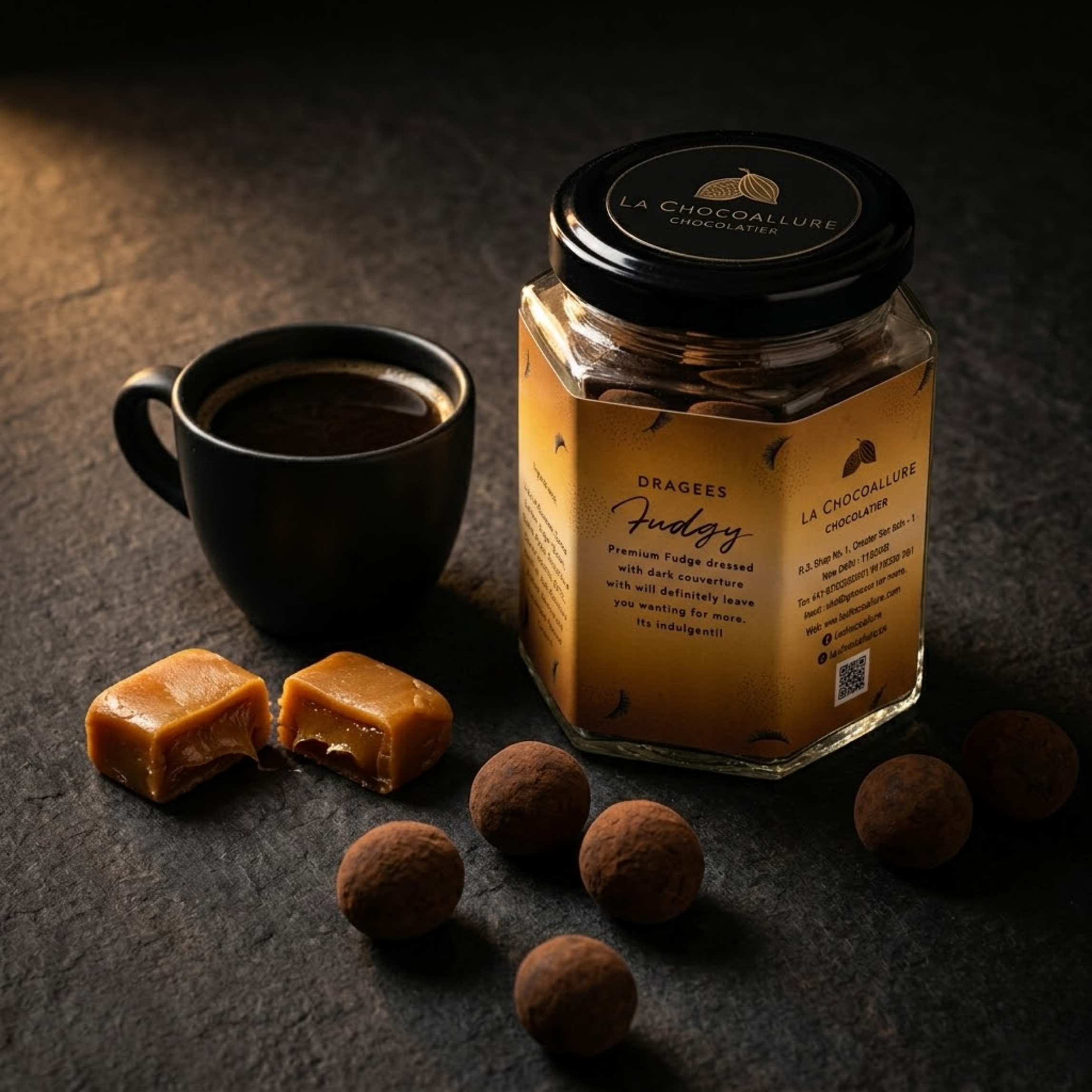 Fudgy Dark Chocolate Dragees | Soft Milk Fudge in Dark Chocolate