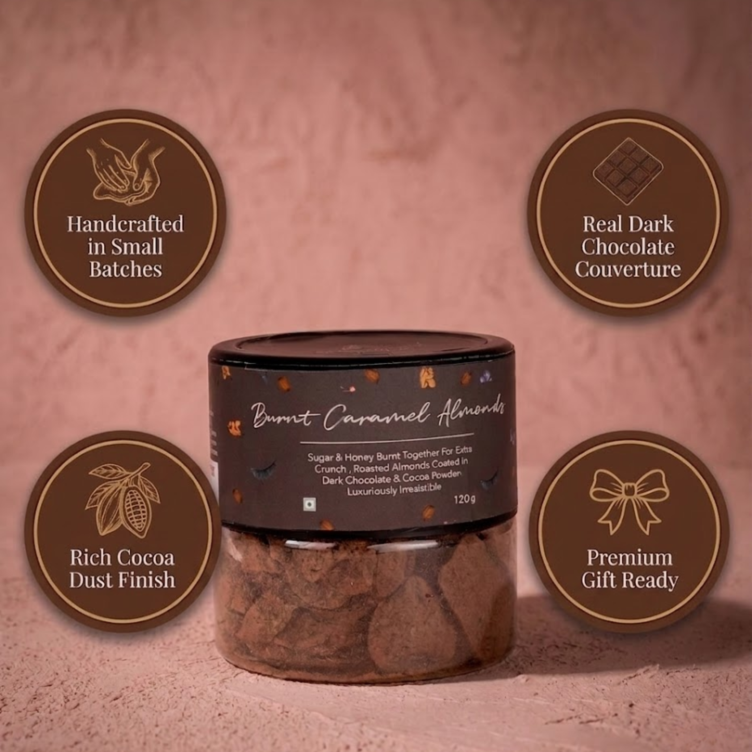 Burnt Caramel Almonds (Cocoa Dust)