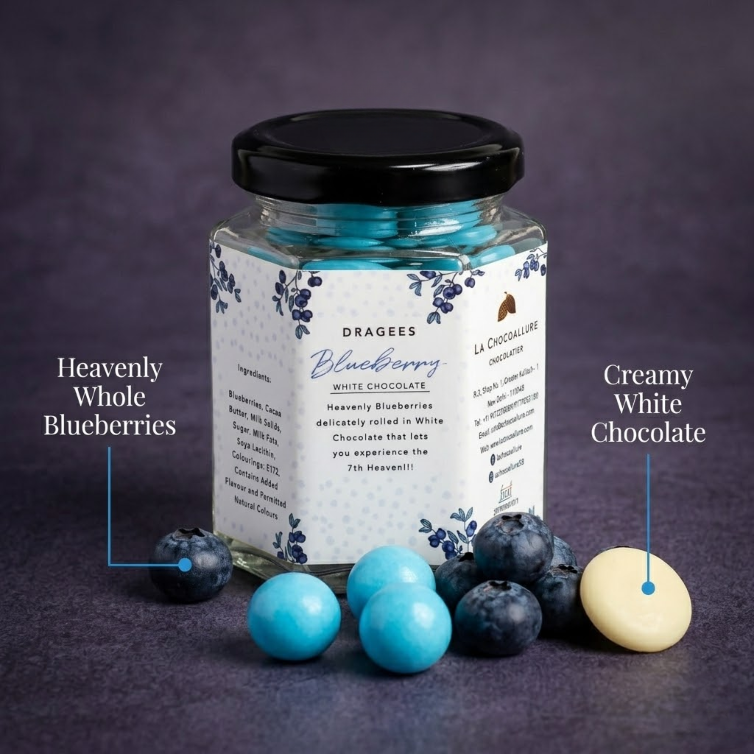 Blueberry White Chocolate Dragees | Premium Berry Chocolate Gift