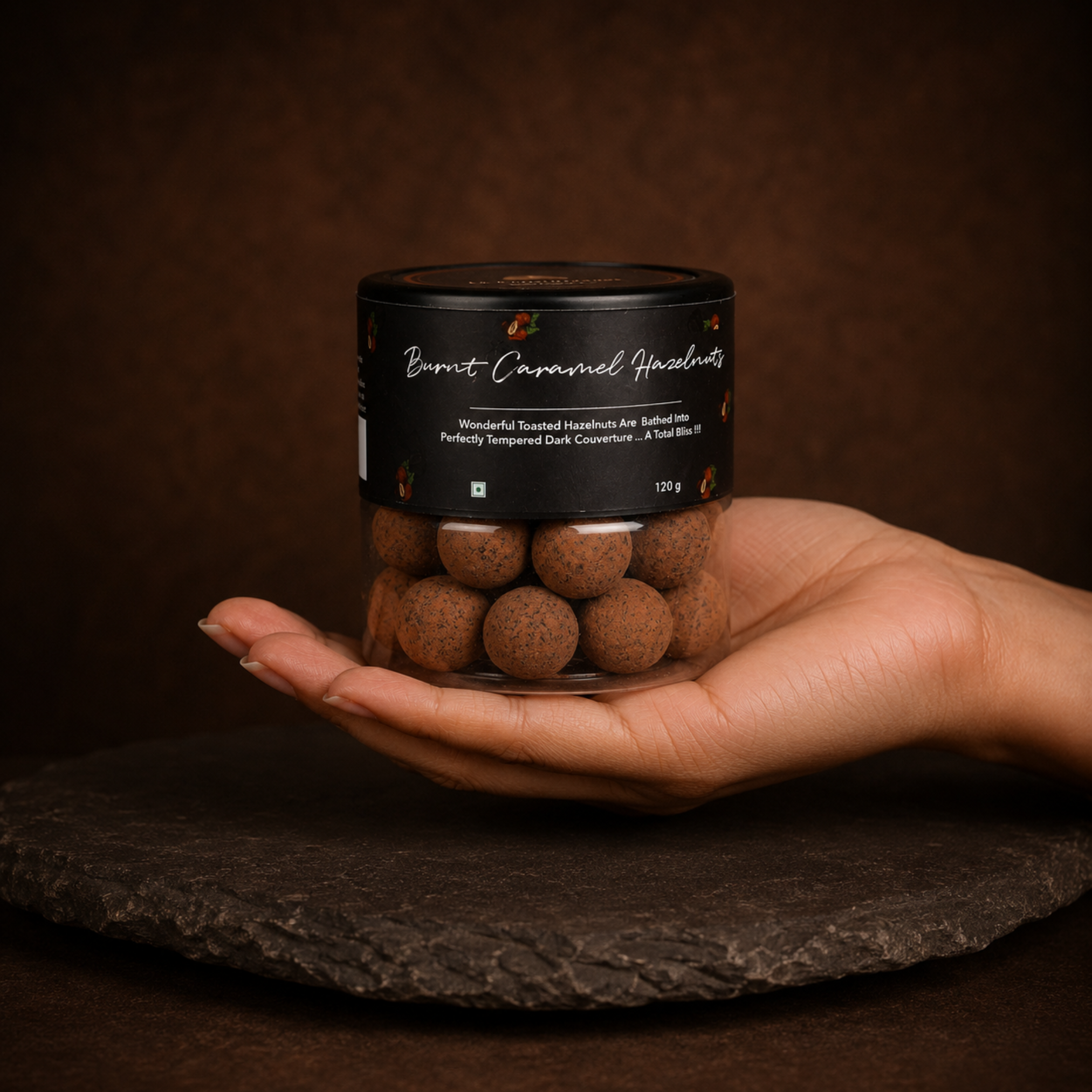 Burnt Caramel Hazelnut Dragees | Dark Chocolate Hazelnuts 120g