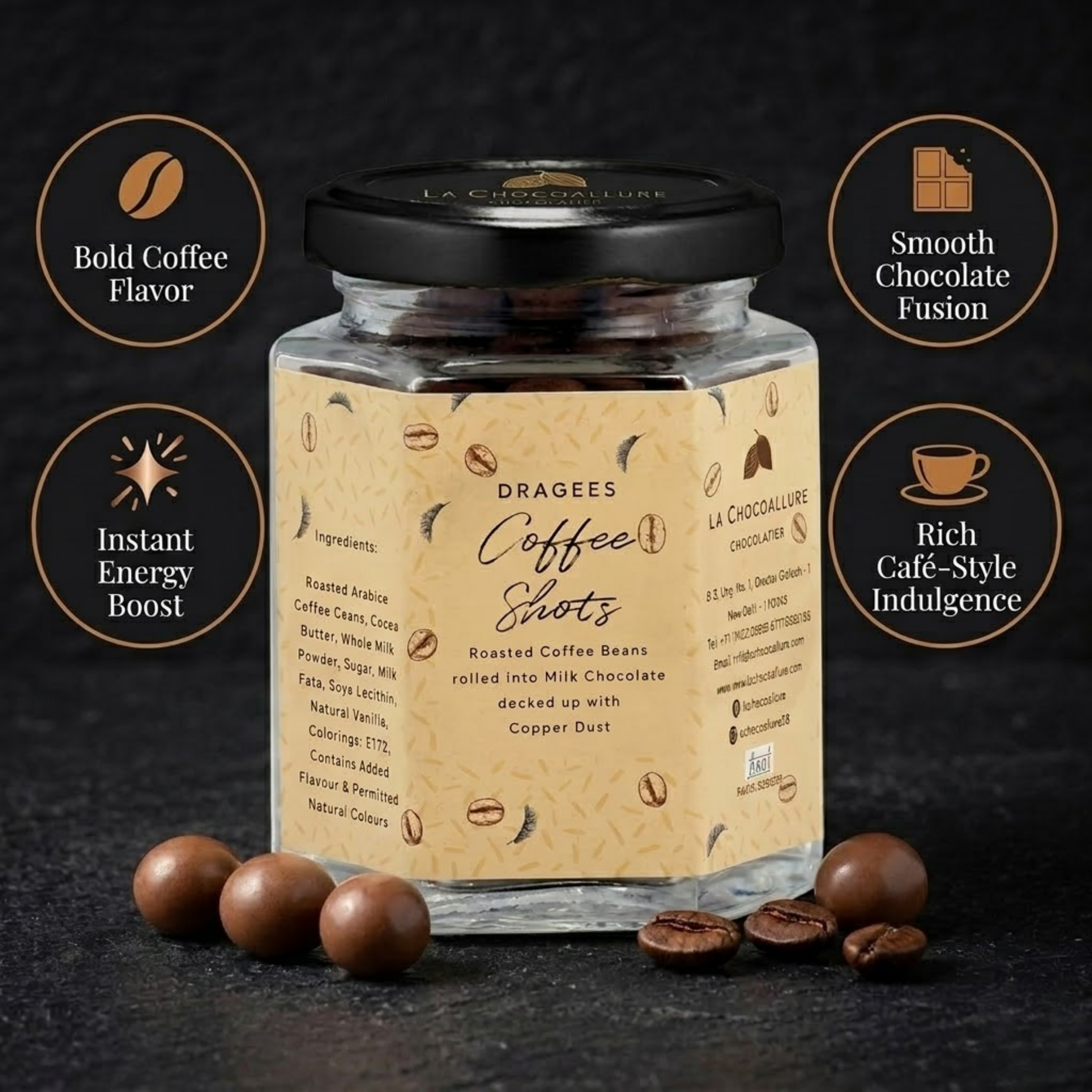 Milk Chocolate Coffee Shots Dragees | Roasted Arabica Coffee Gift