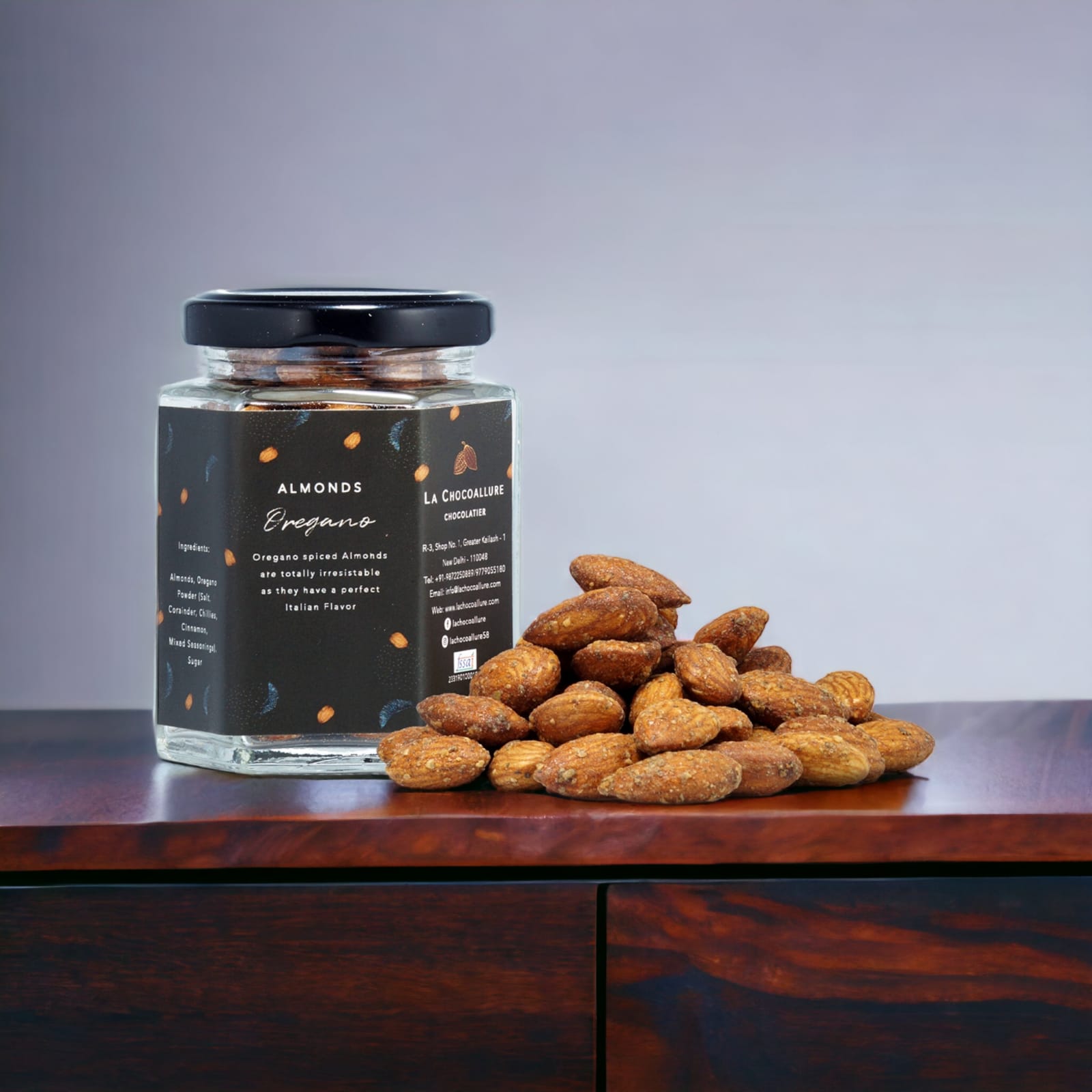 La Chocoallure Oregano Almonds: Crunchy Gourmet Delight (100 gms)