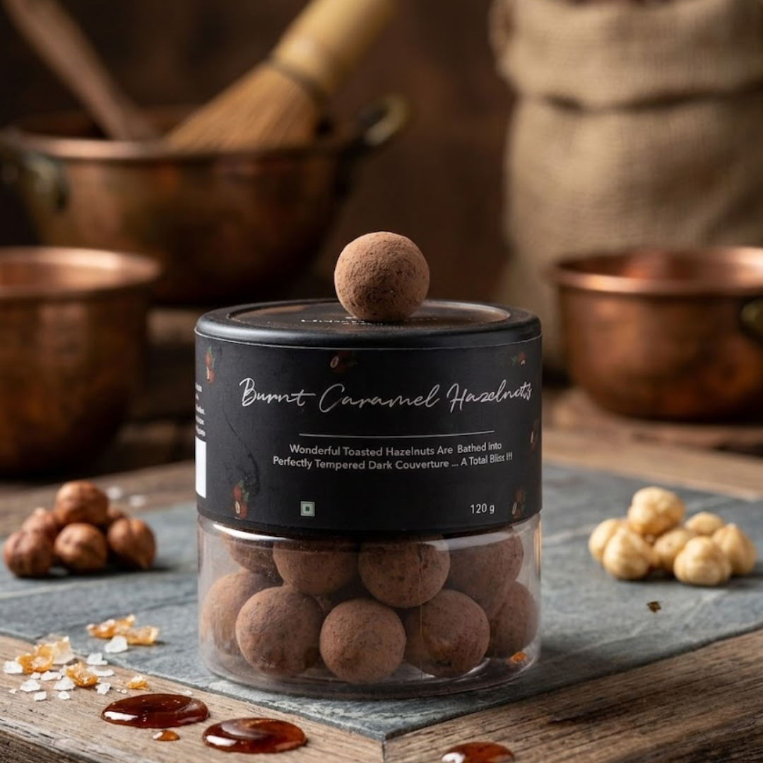 Burnt Caramel Hazelnut Dragees | Dark Chocolate Hazelnuts 120g