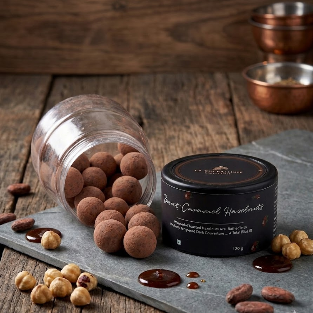 Burnt Caramel Hazelnut Dragees | Dark Chocolate Hazelnuts 120g
